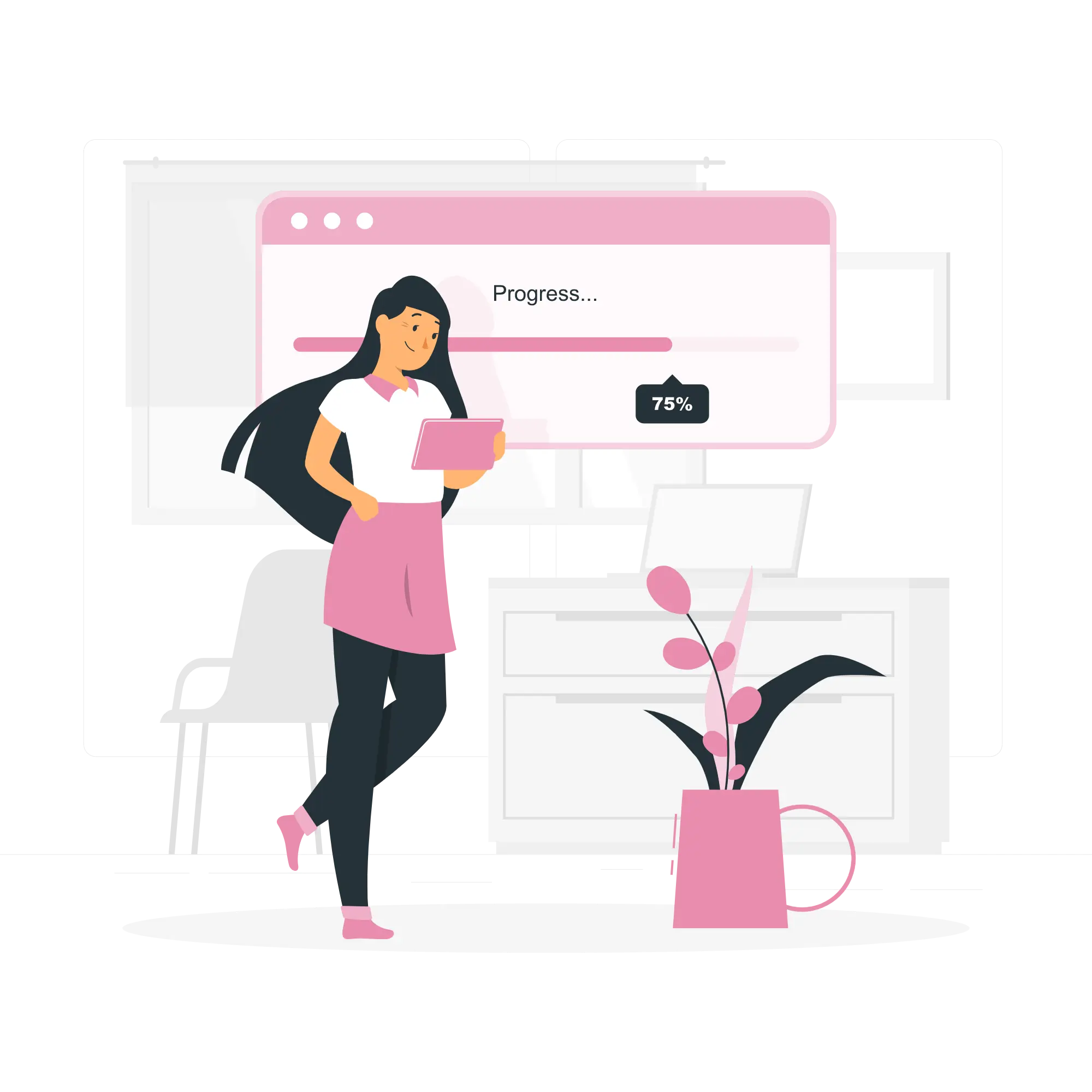 Progress Through Continuous Improvement Woman monitoring progress and performance on a screen